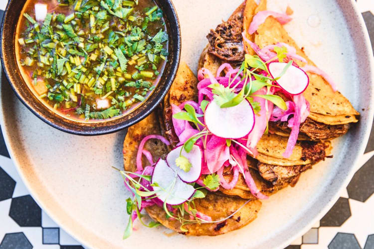 Tacos and a soup from La Luna in Chicago