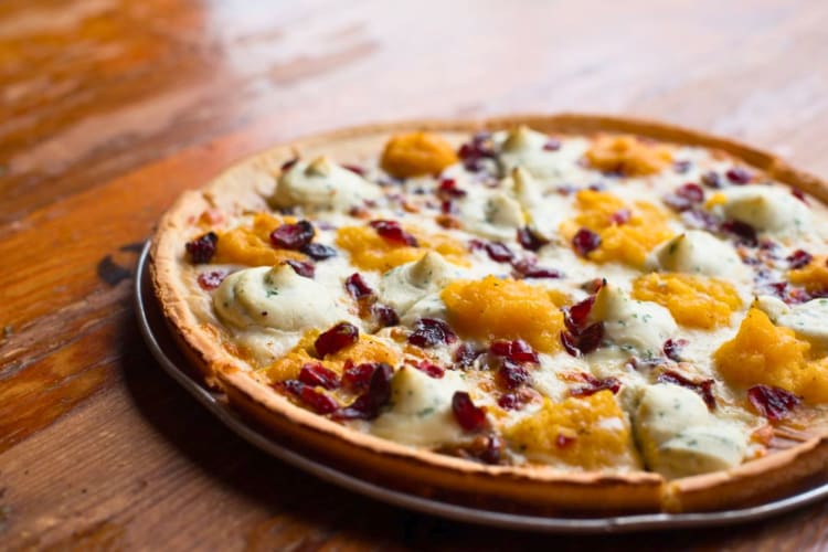 A butternut pizza from a gluten-free restaurant in Boston.