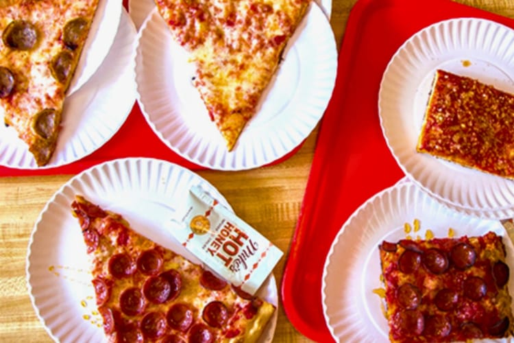 Pizza from a famous Chicago restaurant.