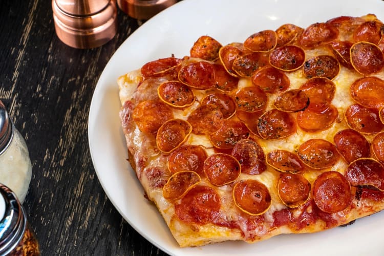 A pepperoni pizza from Flour and Barley in Las Vegas