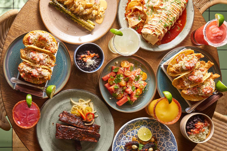 Various meals and drinks from El Segundo Sol, a gluten-free restaurant in Las Vegas