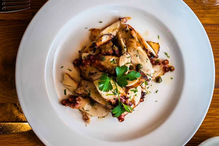 A plate of grilled octopus from Anassa Taverna in NYC