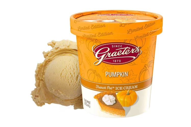 A pint and a scoop of the Graeter's Pumpkin ice cream