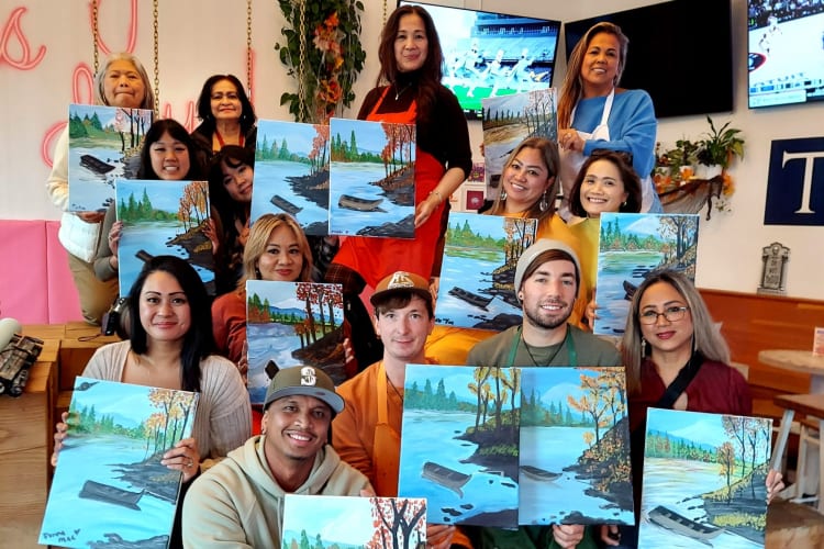 Paint and sip events are relaxing team building activities in Seattle