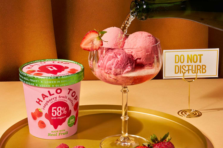 Raspberry fruit sorbet is a fruity Halo Top flavor