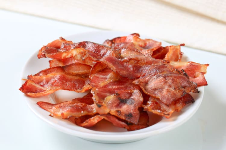 A plate of some of the healthiest bacon options.