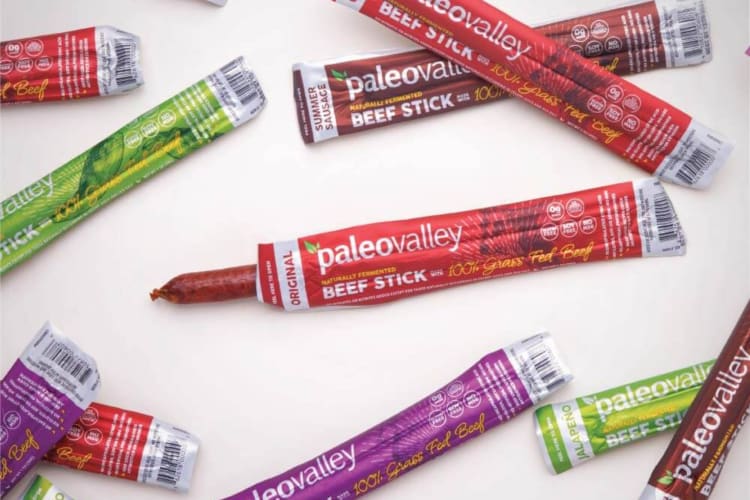 Paleovalley 100% Grass Fed Beef Sticks.
