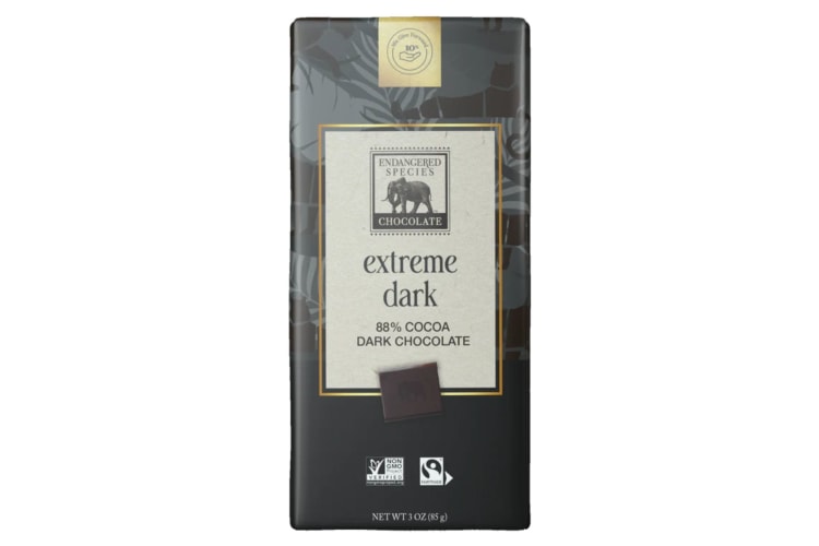 A bar of extreme dark + 88% dark chocolate.