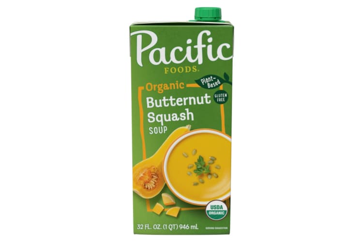 A carton of Organic Butternut Squash Soup.