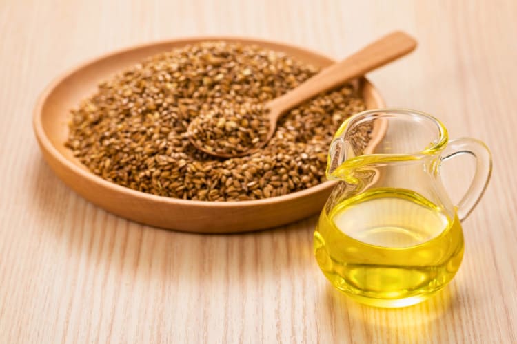 Roasted flaxseeds and flaxseed oil.