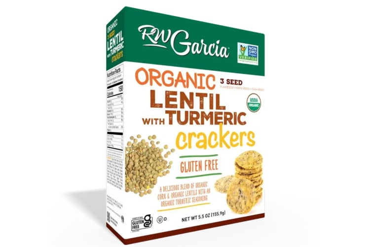 Some of the healthiest crackers made with a blend of corn and lentil with a turmeric seasoning.