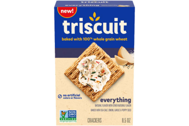 Triscuit Everything Crackers contain no artificial colors or flavors and offer a source of dietary fiber.