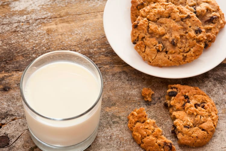 Some of the healthiest cookies and a glass of milk.