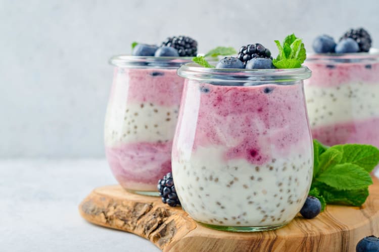 Acai berry and chia seed pudding is one of the healthiest desserts.