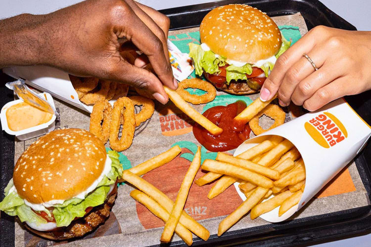 A tray of fast food from Burger King.