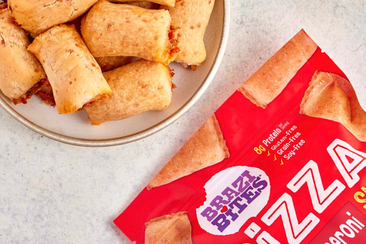 Brazi Bites Frozen Pepperoni Pizza Snacks next to the packet they come in