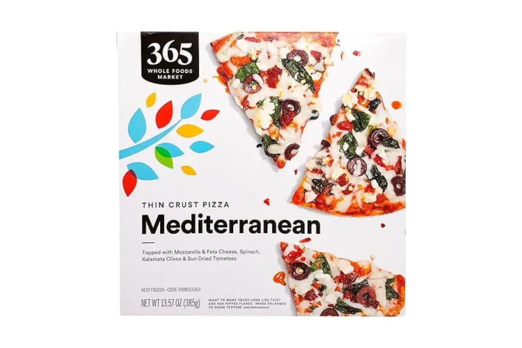 A 19. 365 by Whole Foods Frozen Thin Crust Mediterranean Pizza box