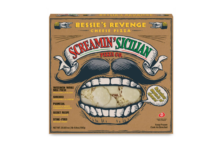 A 21. Screamin’ Sicilian Bessie’s Revenge Cheese Pizza box