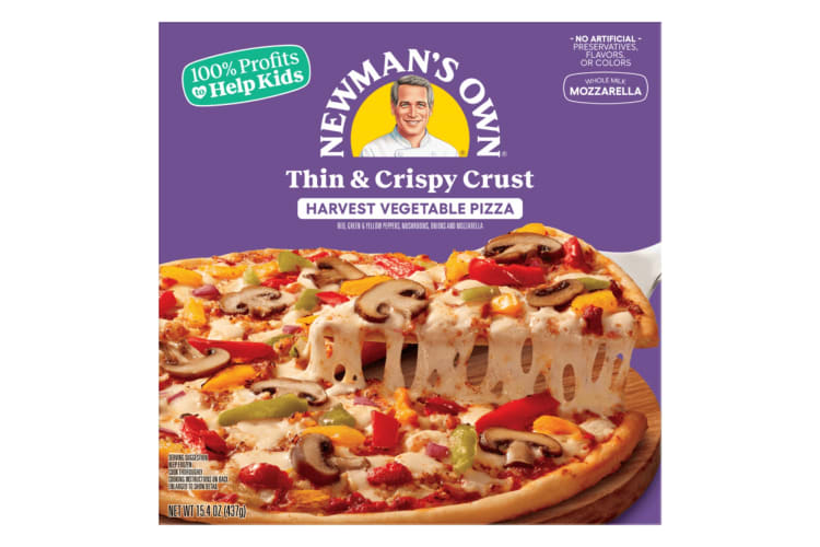 Newman’s Own Harvest Vegetable Pizza box, one of the healthiest frozen pizzas