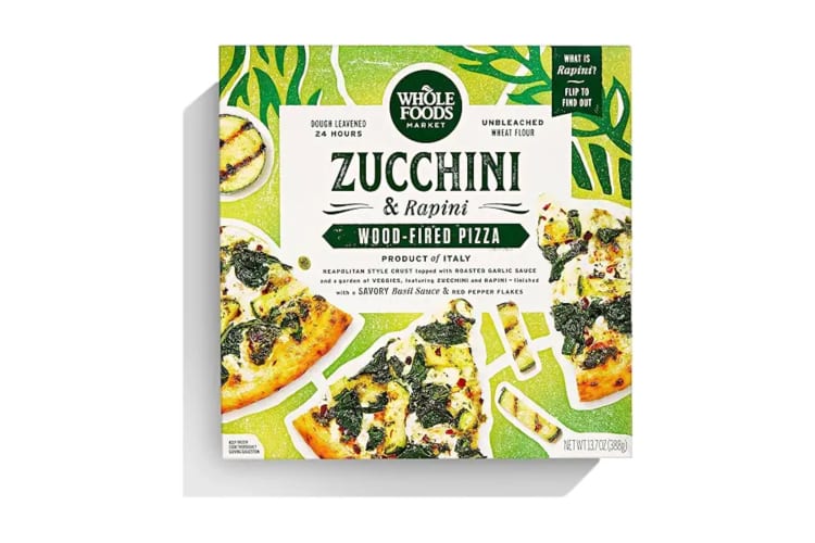 A Whole Foods Market Zucchini and Rapini Pizza box