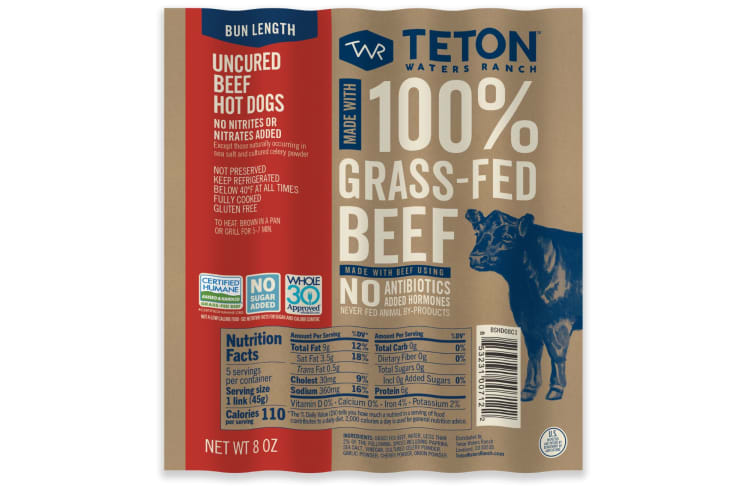 Bun length hot dogs are made with 100% grass-fed, finished beef.