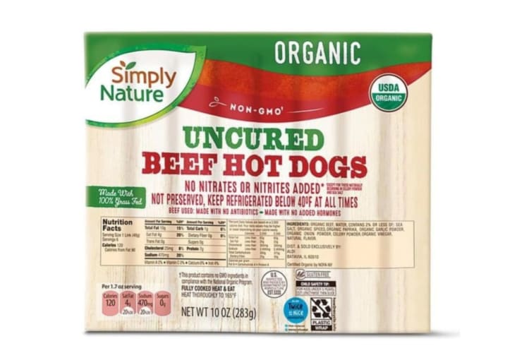 Simply Nature Organic Uncured Beef Hot Dogs.