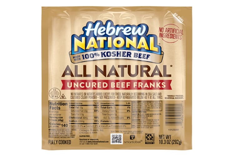 Hebrew National All Natural Uncured Beef Franks are some of the healthiest hot dogs.