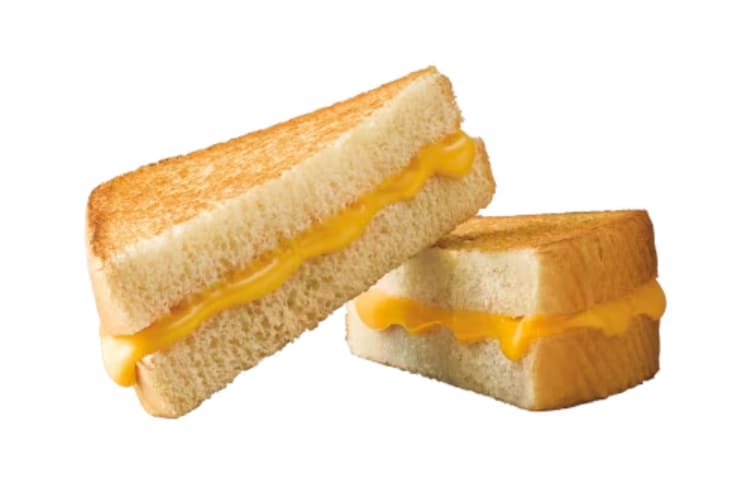 Grilled cheese sandwich on white bread.