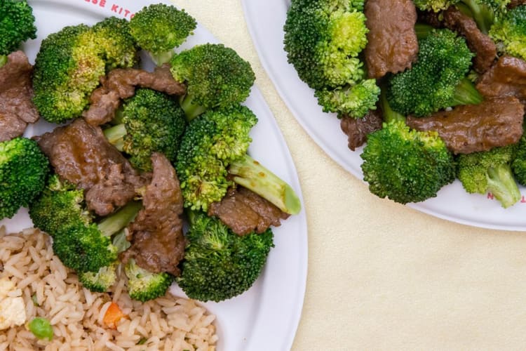 Broccoli beef with rice. 