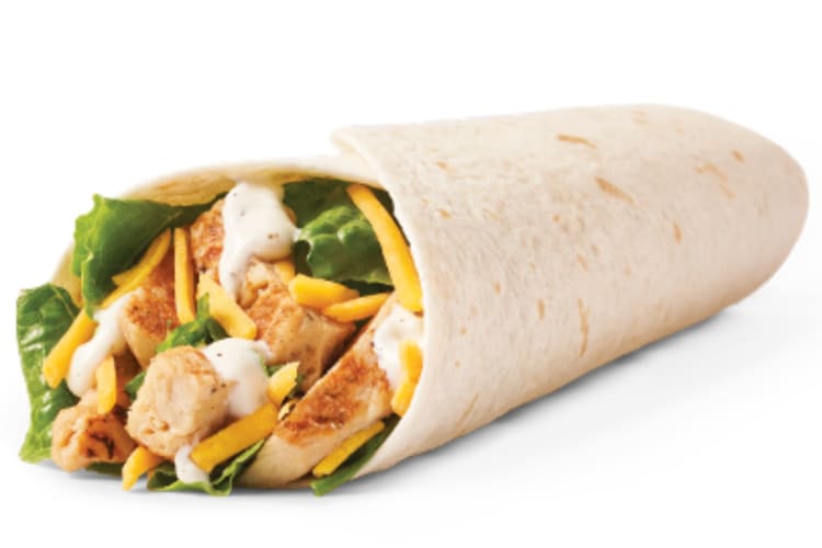 Being one of the healthiest items at Wendy’s, this wrap features tender grilled chicken, crisp lettuce and shredded Cheddar cheese.