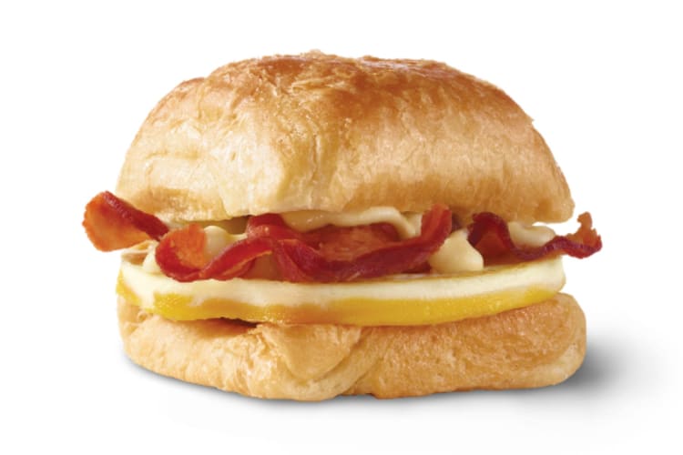 Among the healthiest items at Wendy’s, perfect for breakfast, is the Bacon, Egg and Swiss Croissant.