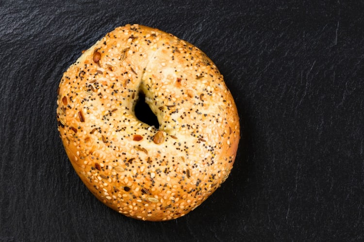 Multigrain Bagel and cream cheese.