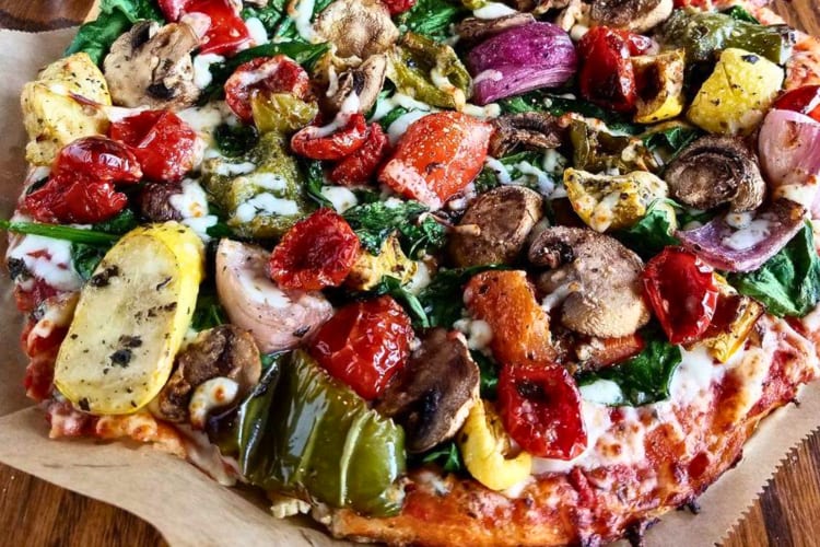 The Veggie Extravaganza Chicago Thin Crust Pizza is one of the healthiest pizzas.
