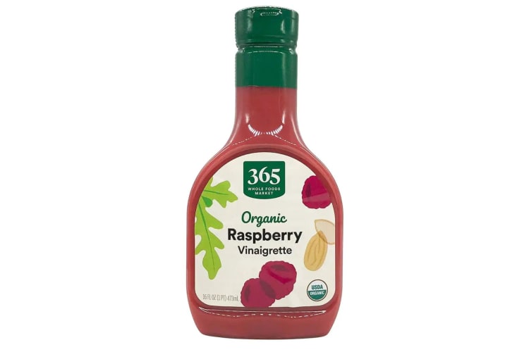 A bottle of organic raspberry vinaigrette.