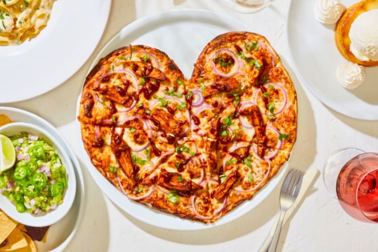 A heart-shaped pizza from CPK.