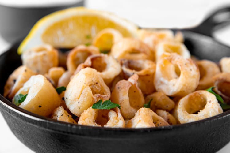 hearts of palm calamari uses briny nori seasoning to mimic the oceanic flavor of calamari