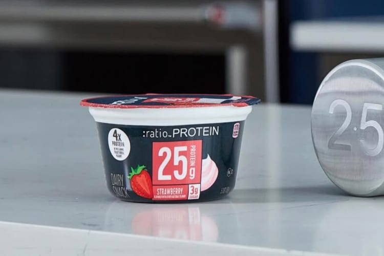 A cup of Ratio, which is a tasty high-protein yogurt