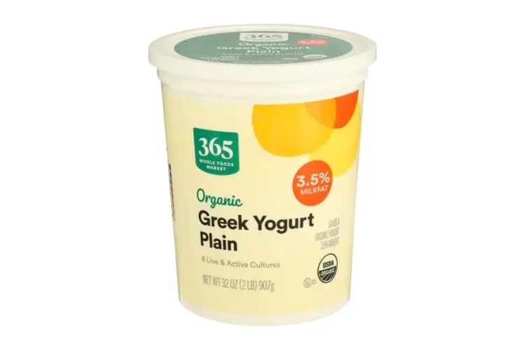 A tub of high-protein yogurt from 365 Whole Foods Market