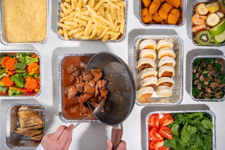 Food being served in different batches