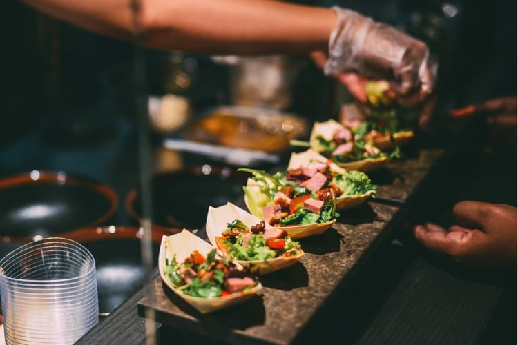 Plating food for a dinner party