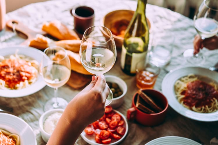 Wine pairing at a dinner party