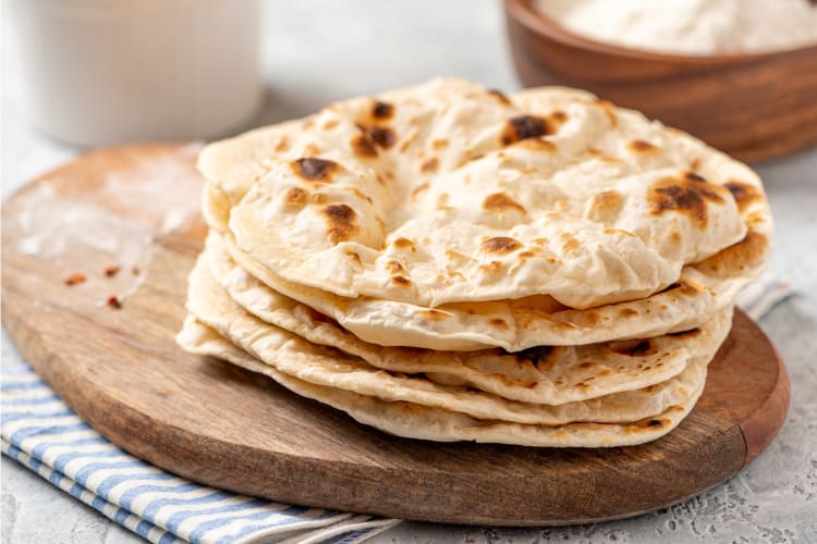 Stack of roti bread