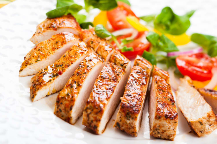 The internal temp for chicken breast must reach 165 °F