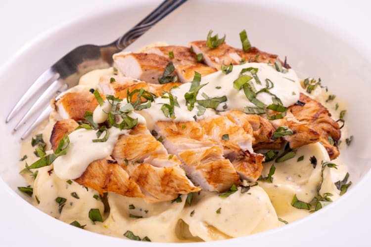 Asiago Tortelloni Alfredo With Grilled Chicken