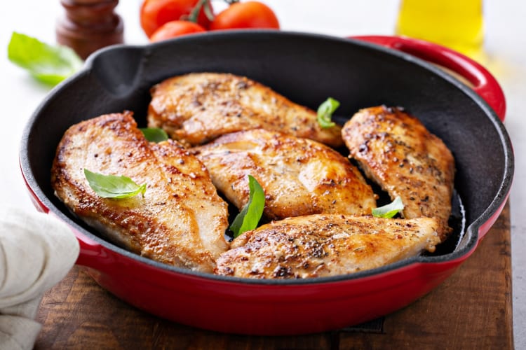 Check he internal temp of the chicken breast by it looks and texture