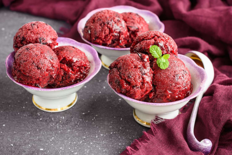Bowls of berry sorbet.