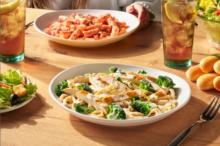 Fresh pasta and breadsticks from Olive Garden