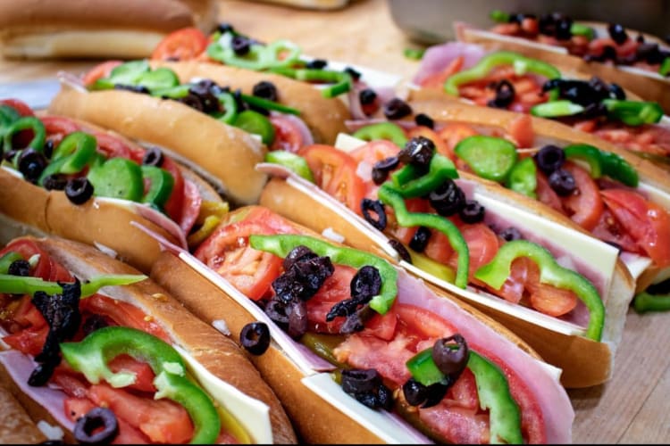 Italian sandwiches with black olives