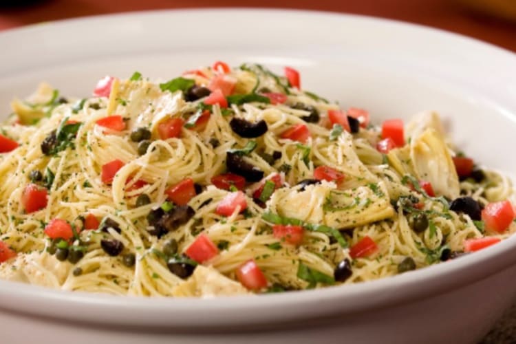 Angel hair pasta with artichokes