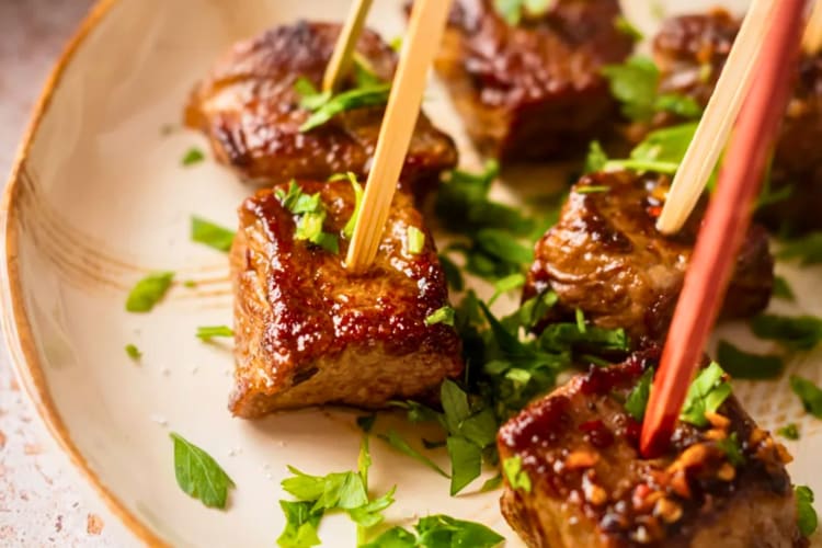 Garlic butter steak bites are the perfect low-carb, keto-friendly appetizer.